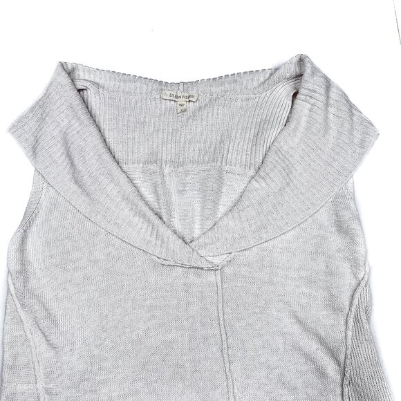 Eileen Fisher Linen Ribbed Knit Shawl V-Neck Pullover Sweater Vest Size S - Picture 3 of 10